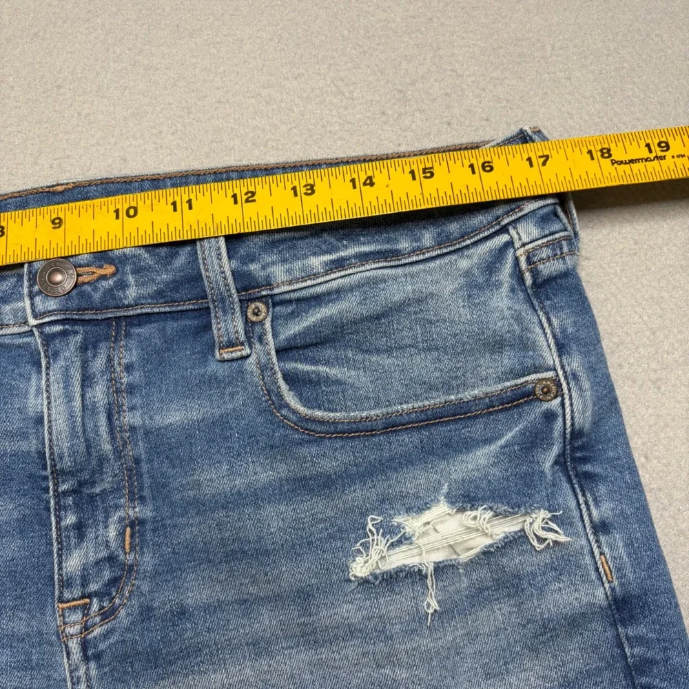 American Eagle Denim Shorts Womens 12 Blue Shortie Distressed Y2K Stretch Cutoff